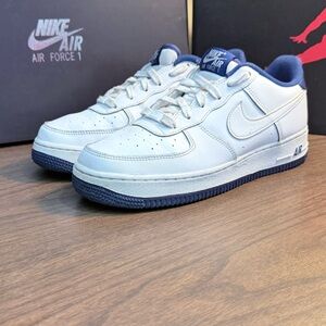 NIKE AIR FORCE 1 GS 'WHITE DEEP ROYAL BLUE’ CD6915 102 SZ 7y 8.5 Women